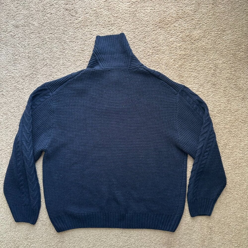Joseph Abboud Sweater Mens 4X Wool Blend Cowl Neck Navy Blue Pullover Cableknit - Picture 2 of 10